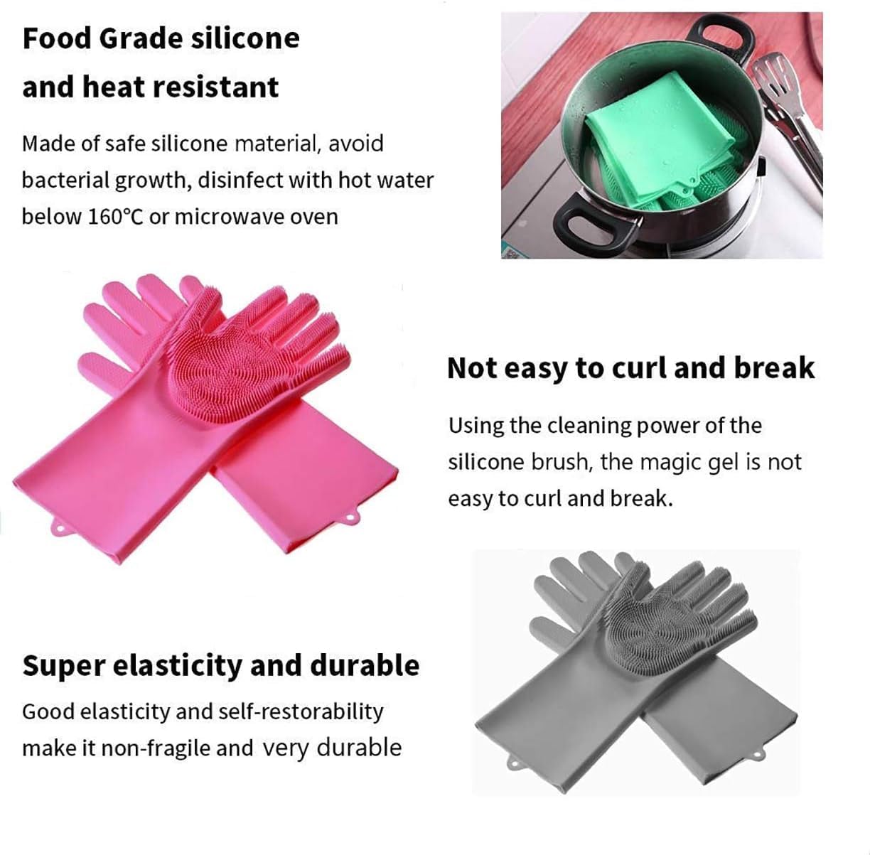 Silicone Reusable Gloves (Buy 1 Pair & Get 1 Pair Free).