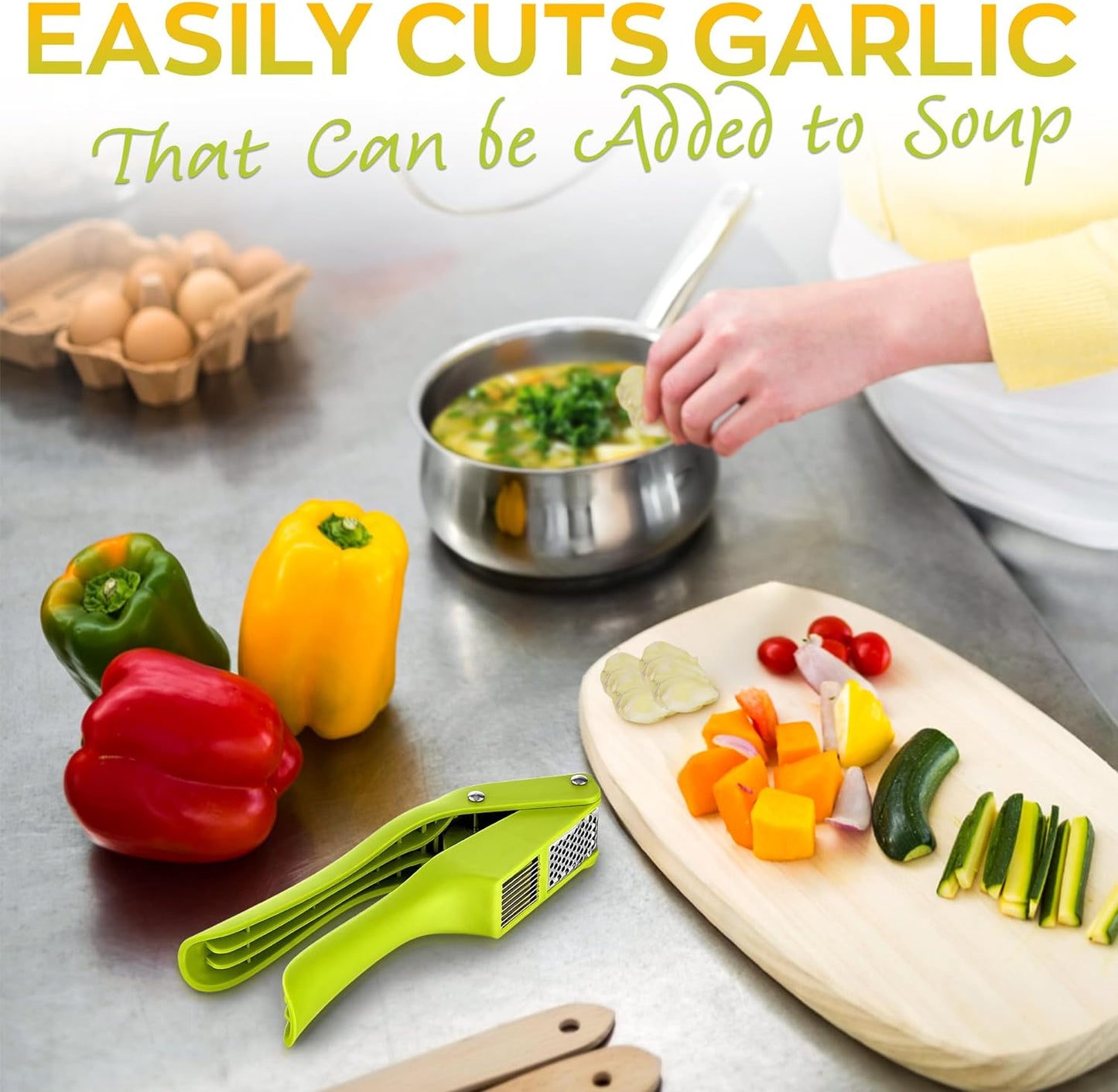 2 in 1 Garlic Press Stainless Steel Garlic Mincer Chopper