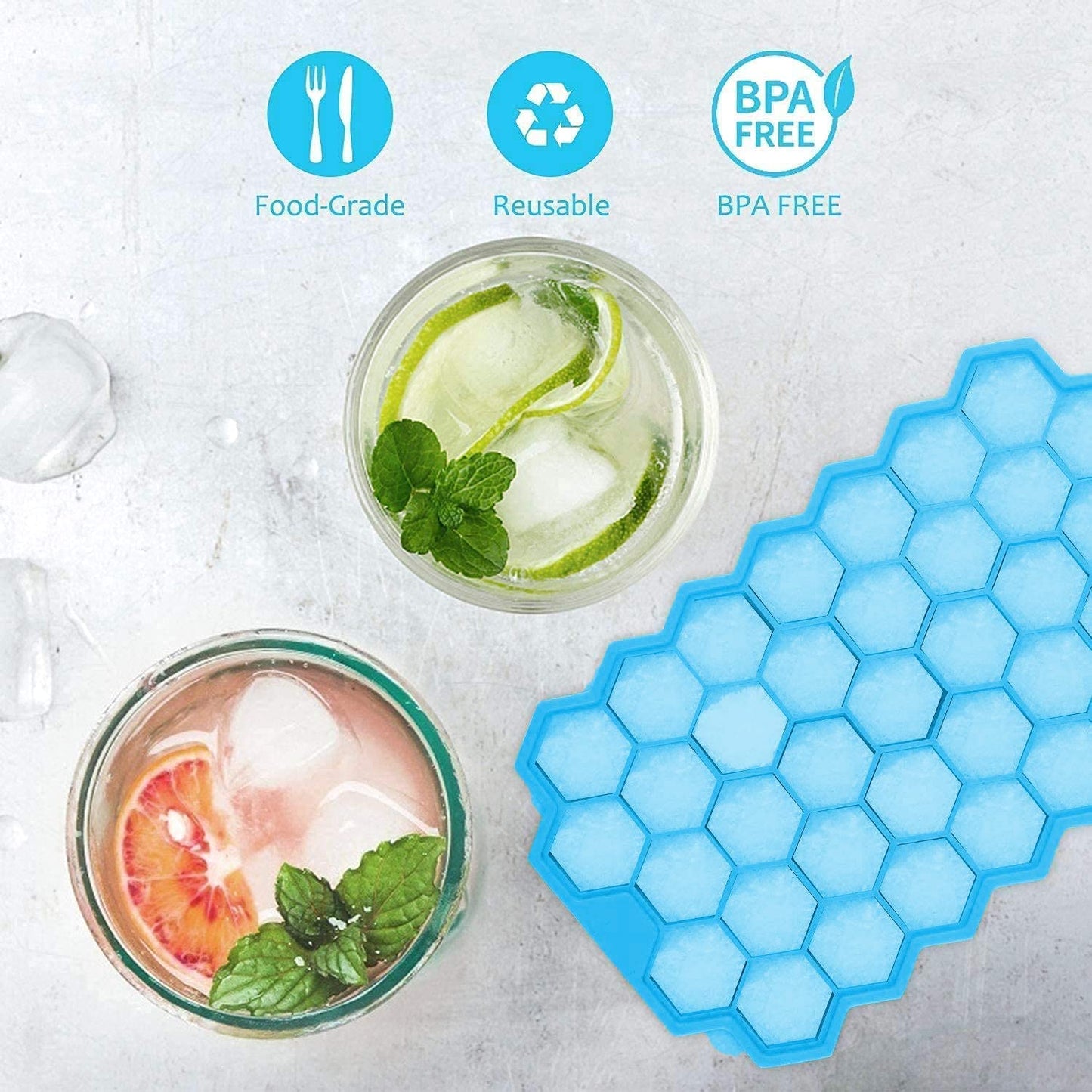 Honeycomb 37 Cavity Ice Cube Tray (Pack of 3)