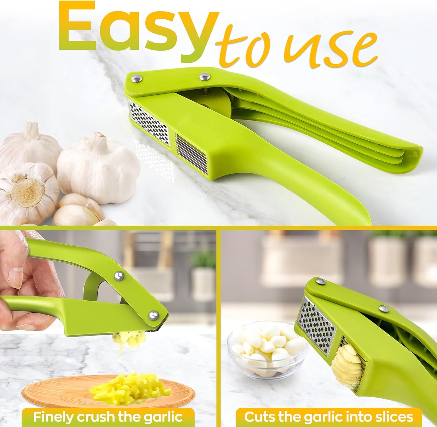 2 in 1 Garlic Press Stainless Steel Garlic Mincer Chopper