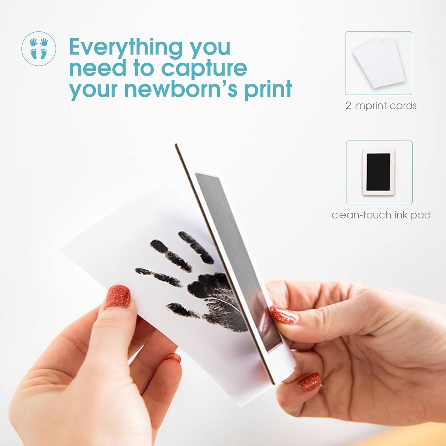 Baby Handprint & Footprint Kit + Free Photo Frame (Safe and Mess-free).