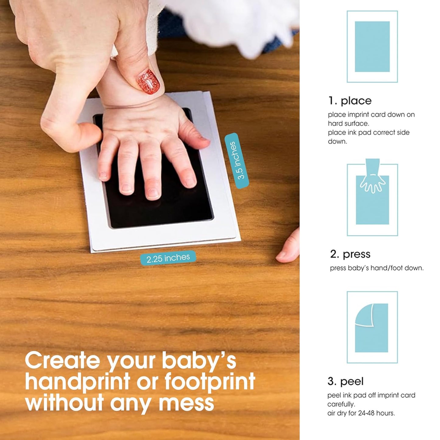Baby Handprint & Footprint Kit + Free Photo Frame (Safe and Mess-free).