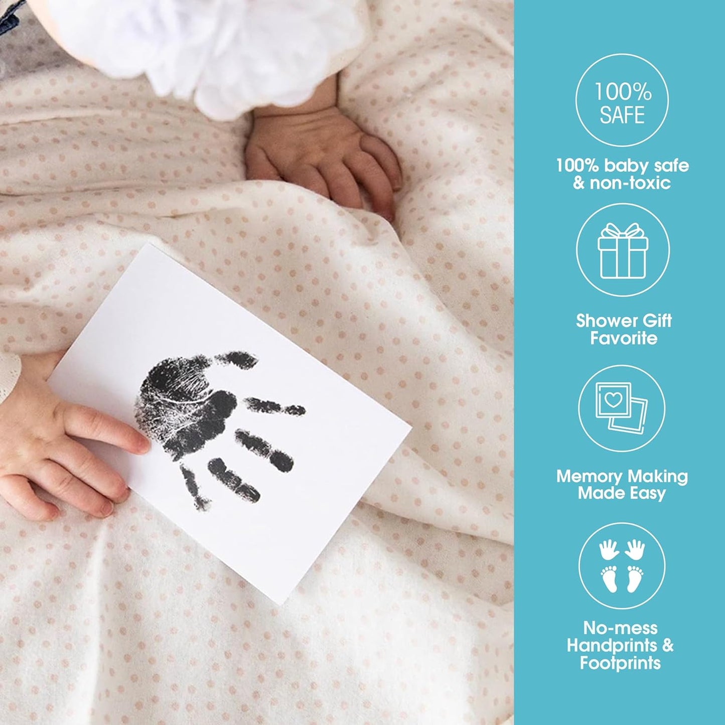 Baby Handprint & Footprint Kit + Free Photo Frame (Safe and Mess-free).