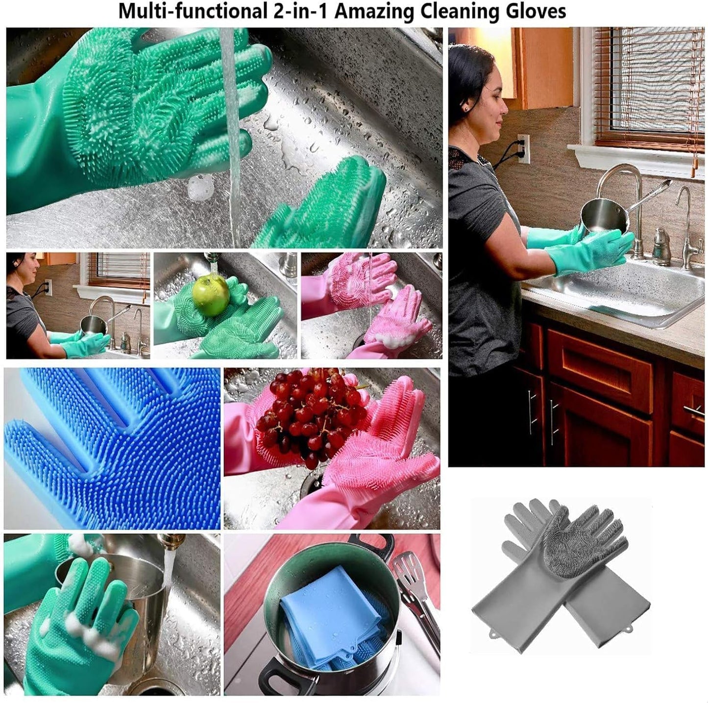 Silicone Reusable Gloves (Buy 1 Pair & Get 1 Pair Free).