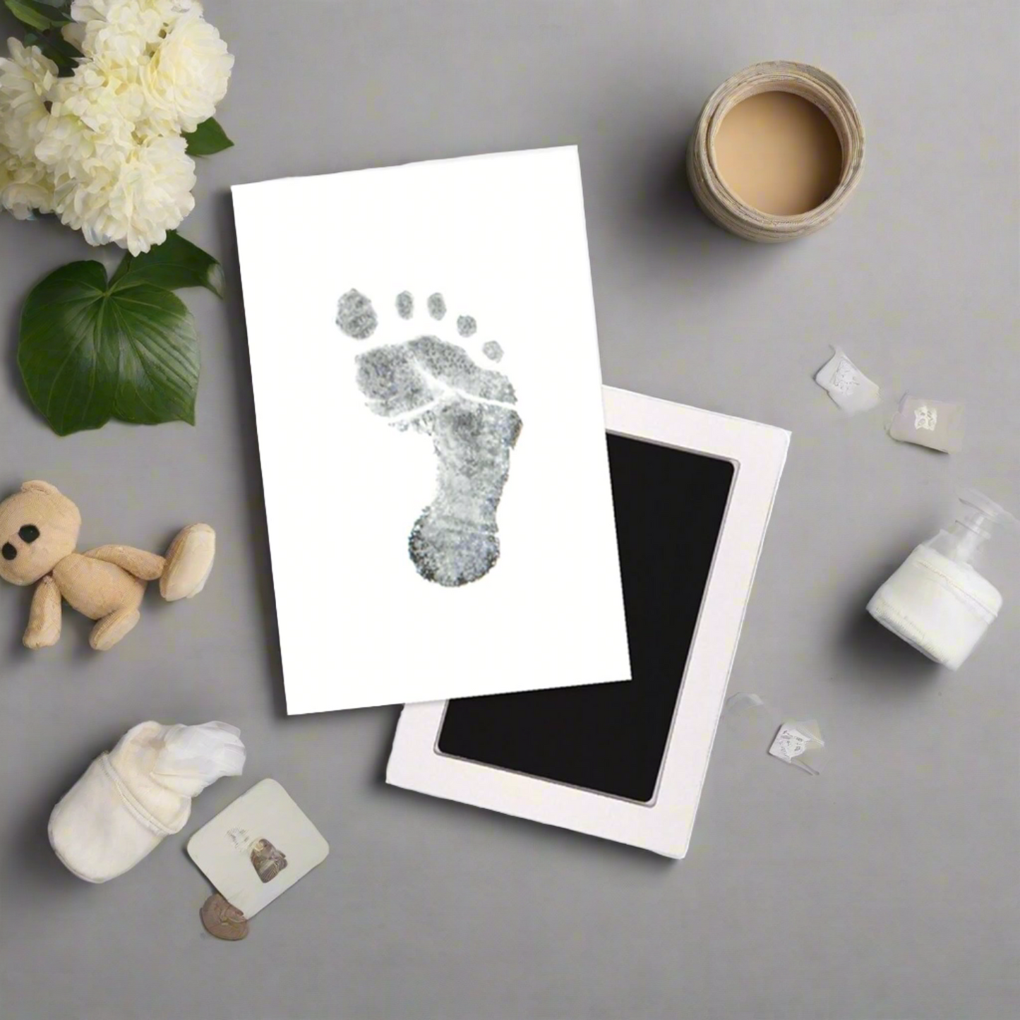 Baby Handprint & Footprint Kit + Free Photo Frame (Safe and Mess-free).