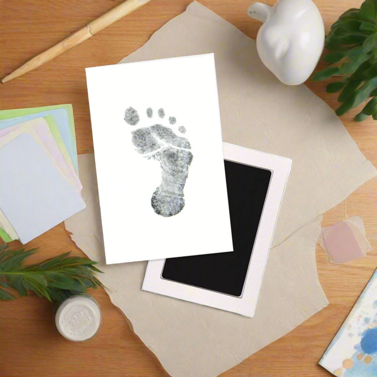 Baby Handprint & Footprint Kit + Free Photo Frame (Safe and Mess-free).