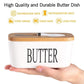 Ceramic Butter Dish with Wooden Lid.