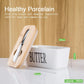 Ceramic Butter Dish with Wooden Lid.