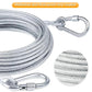 Heavy-Duty Stainless Steel Clothesline with Carabiner Hooks. 10 YEARS WARRANTY