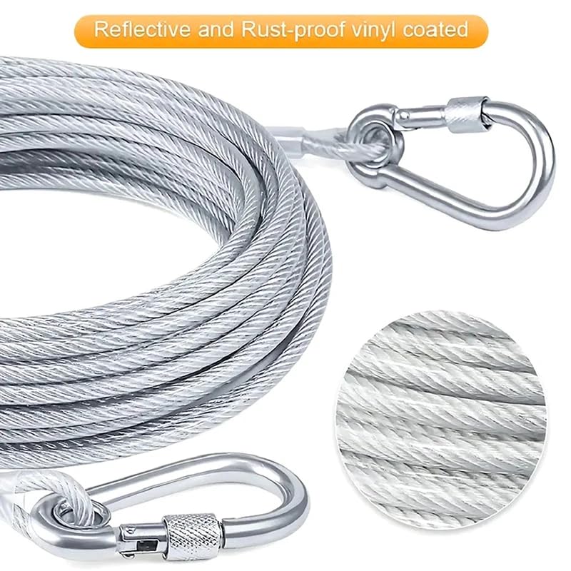 Heavy-Duty Stainless Steel Clothesline with Carabiner Hooks. 10 YEARS WARRANTY