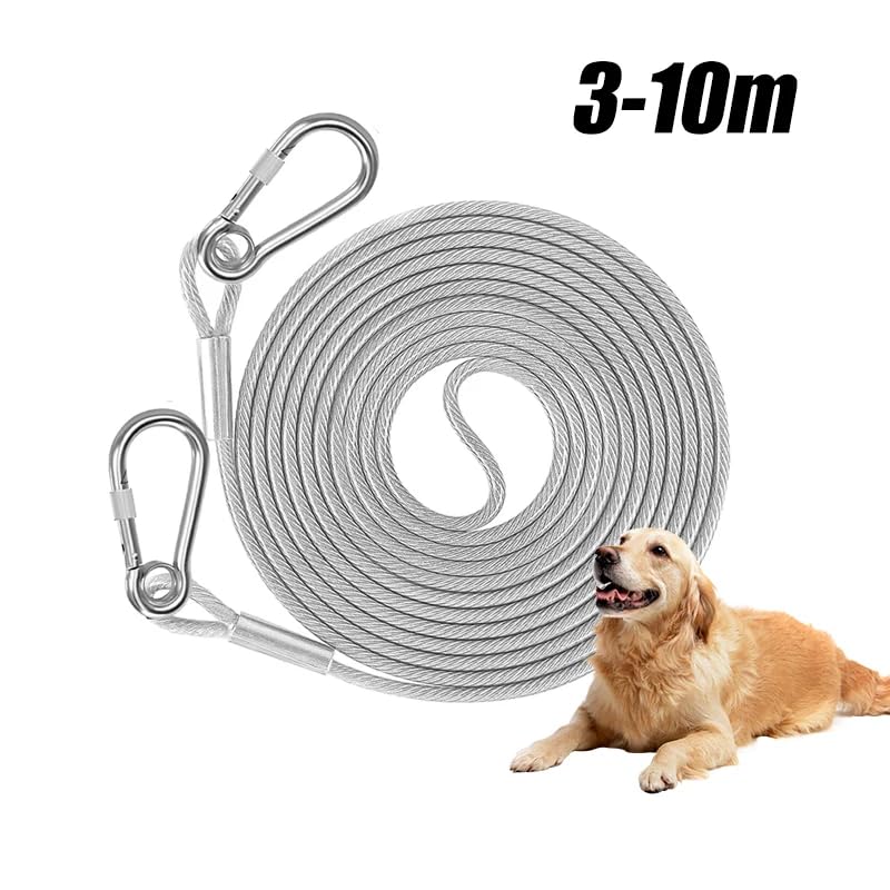 Heavy-Duty Stainless Steel Clothesline with Carabiner Hooks. 10 YEARS WARRANTY