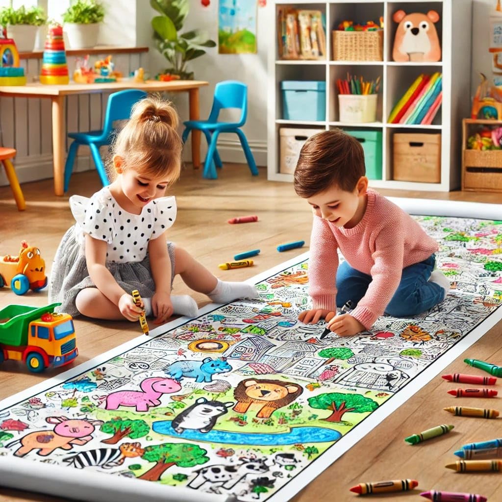 Drawing Colouring Roll sheet for Kids