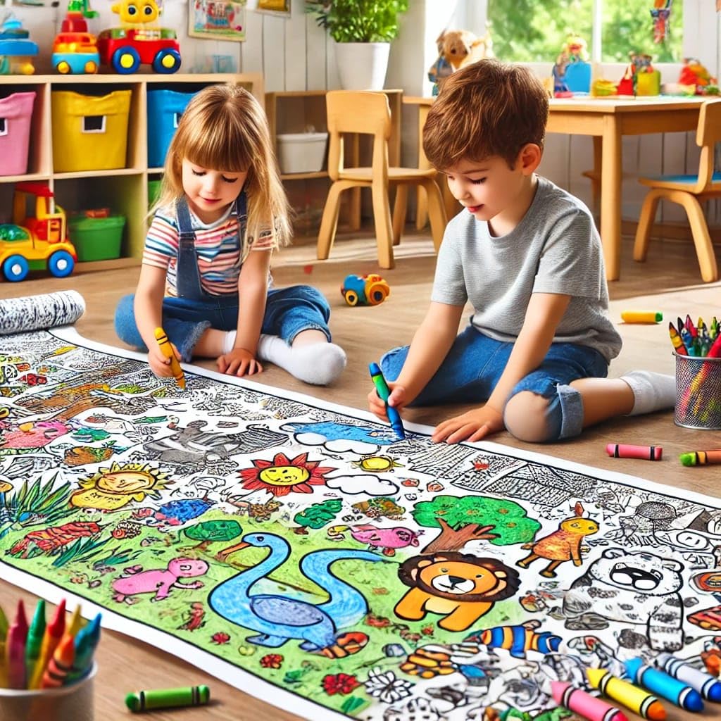 Drawing Colouring Roll sheet for Kids