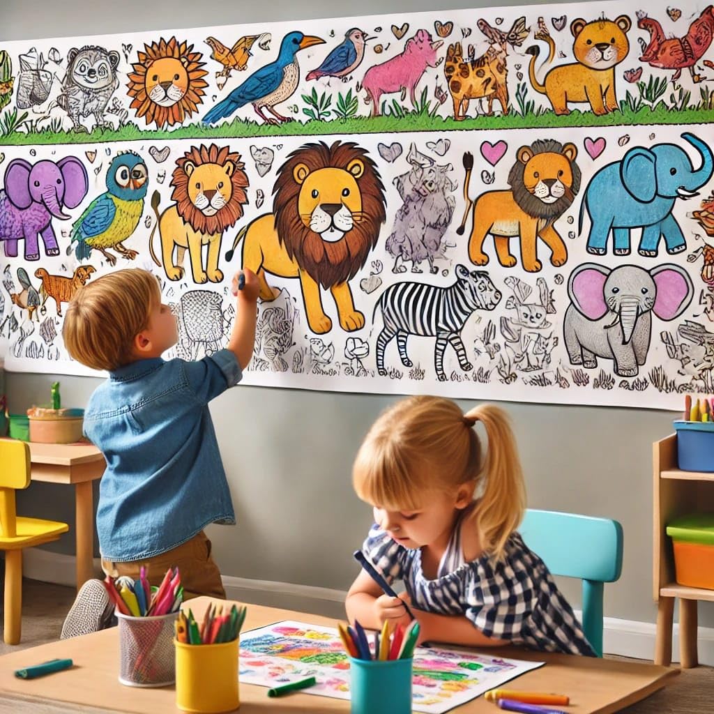 Drawing Colouring Roll sheet for Kids
