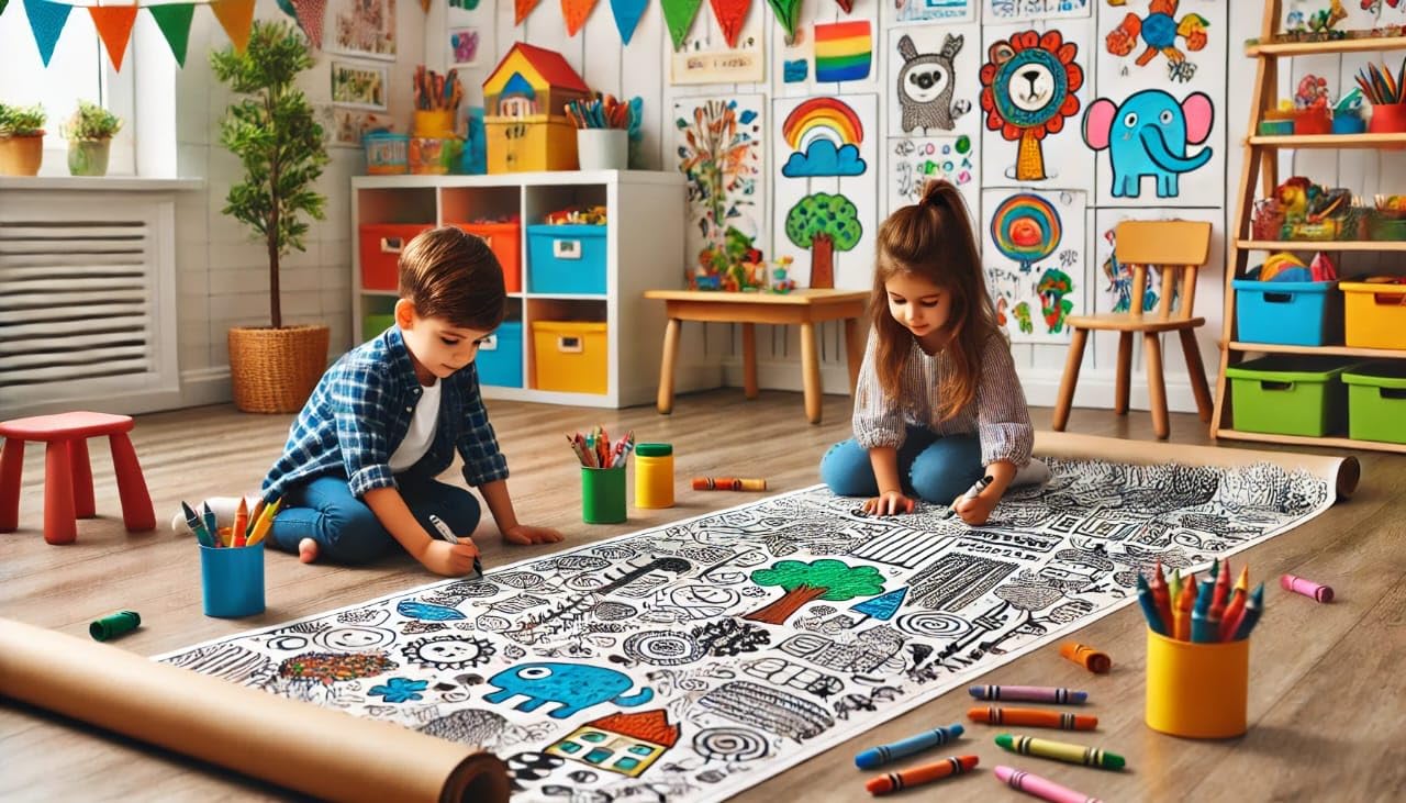 Drawing Colouring Roll sheet for Kids