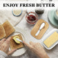 Ceramic Butter Dish with Wooden Lid.