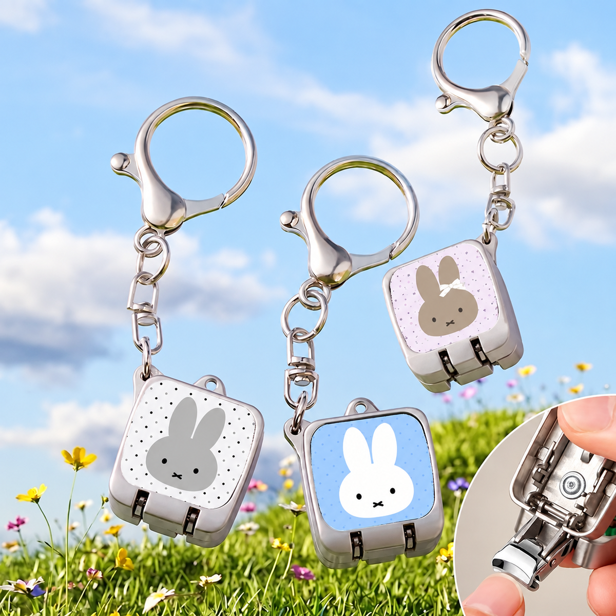 Cute Bunny Nail Cutter Keychain.